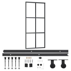 vidaXL Puerta corredera con herrajes ESG vidrio y aluminio 90x205 cm