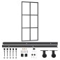 vidaXL Puerta corredera con herrajes ESG vidrio y aluminio 90x205 cm vidaXL Puerta corredera con herrajes ESG vidrio y aluminio 90x205 cm