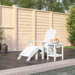 vidaXL Silla de jardín Adirondack con reposapiés y mesa HDPE blanco