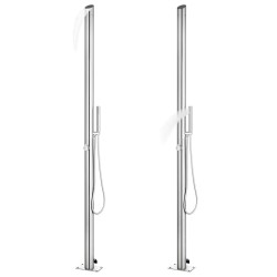 vidaXL Ducha de jardín con base marrón 225 cm acero inoxidable
