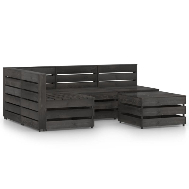vidaXL Set de muebles de jardín 5 pzas madera de pino impregnada gris