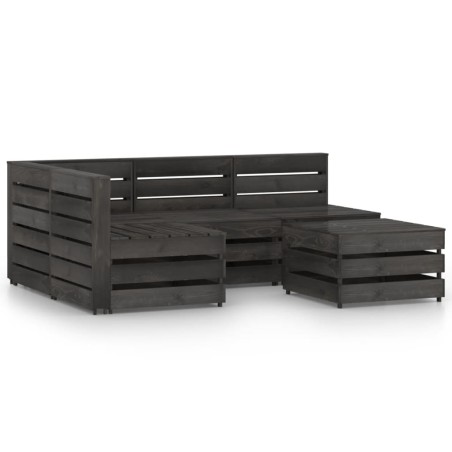 vidaXL Set de muebles de jardín 5 pzas madera de pino impregnada gris