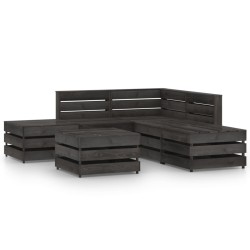 vidaXL Set de muebles de jardín 6 pzas madera de pino impregnada gris