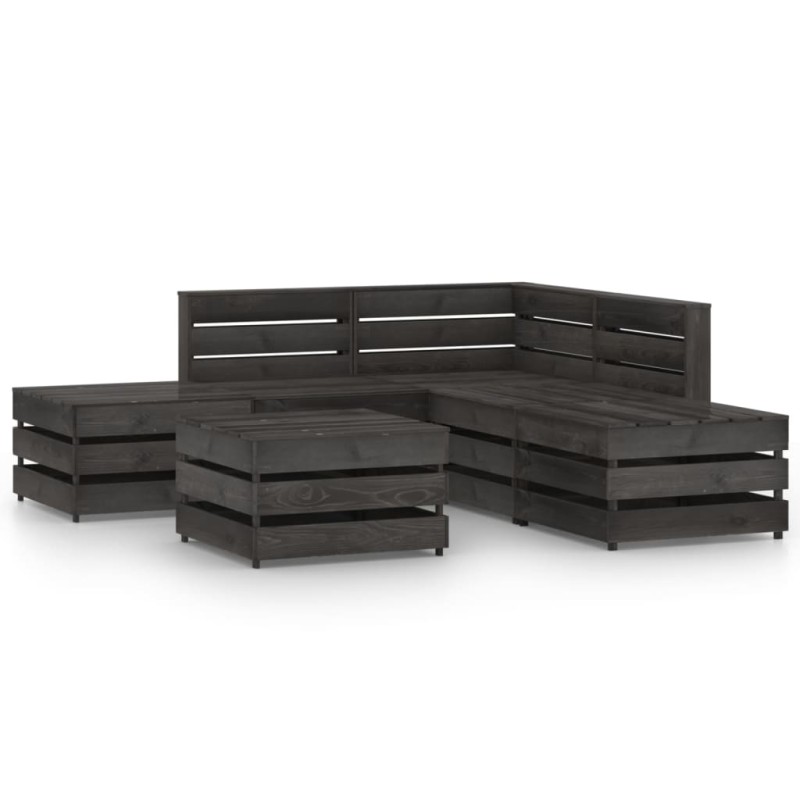 vidaXL Set de muebles de jardín 6 pzas madera de pino impregnada gris