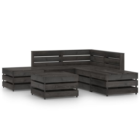 vidaXL Set de muebles de jardín 6 pzas madera de pino impregnada gris