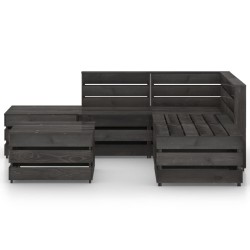 vidaXL Set de muebles de jardín 6 pzas madera de pino impregnada gris