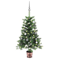 vidaXL Árbol de Navidad artificial con luces y bolas verde 65 cm