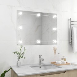 vidaXL Espejo de pared sin marco con luces LED rectangular de vidrio