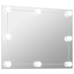 vidaXL Espejo de pared sin marco con luces LED rectangular de vidrio