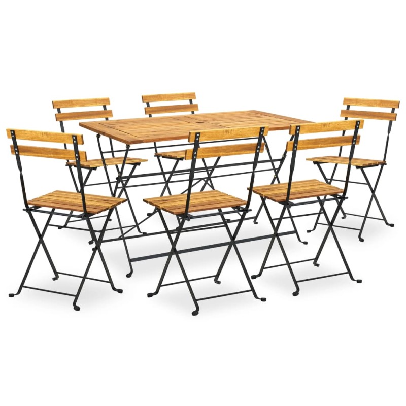 vidaXL Comedor de jardín plegable 7 piezas de madera maciza de acacia vidaXL Comedor de jardín plegable 7 piezas de madera maciza de acacia