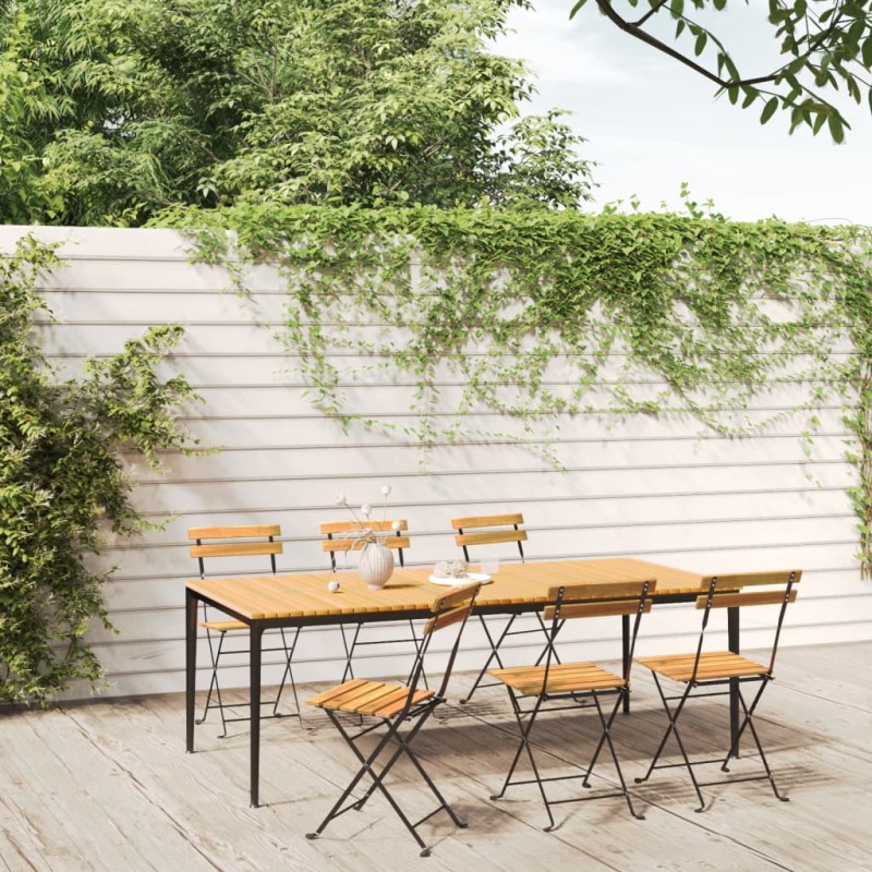 vidaXL Sillas de jardín plegables 6 uds madera maciza acacia y acero vidaXL Sillas de jardín plegables 6 uds madera maciza acacia y acero