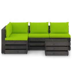 vidaXL Muebles de jardín 5 piezas con cojines madera impregnada gris
