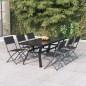 vidaXL Juego de comedor de jardín 7 piezas con cojines gris y negro vidaXL Juego de comedor de jardín 7 piezas con cojines gris y negro