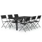 vidaXL Juego de comedor de jardín 7 piezas con cojines gris y negro vidaXL Juego de comedor de jardín 7 piezas con cojines gris y negro