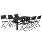 vidaXL Juego de comedor de jardín 7 piezas con cojines gris y negro vidaXL Juego de comedor de jardín 7 piezas con cojines gris y negro