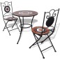 vidaXL Set mesa y sillas de jardín 3 pzas mosaico terracota y blanco vidaXL Set mesa y sillas de jardín 3 pzas mosaico terracota y blanco