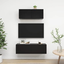 vidaXL Set de muebles de salón TV 2 pzas madera de ingeniería negro