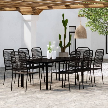 vidaXL Juego de comedor de jardín 9 piezas negro