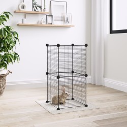 vidaXL Jaula para mascotas de 8 paneles acero negro 35x35cm