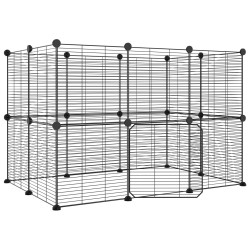 vidaXL Jaula para mascotas de 20 paneles puerta acero negro 35x35 cm