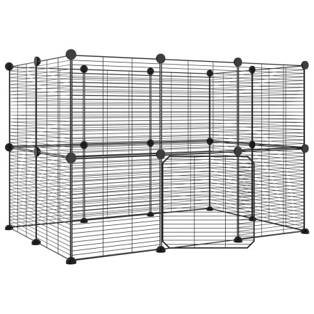 vidaXL Jaula para mascotas de 20 paneles puerta acero negro 35x35 cm