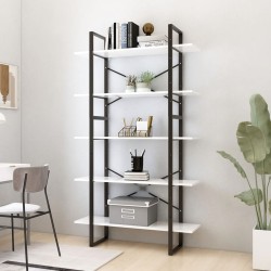 vidaXL Estantería de 5 niveles madera ingeniería blanca 100x30x175 cm