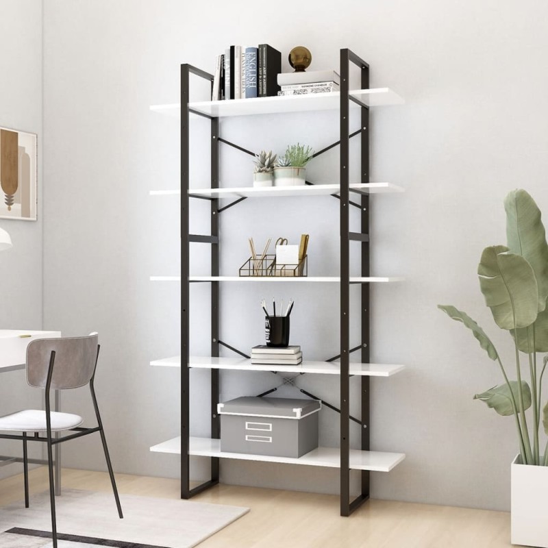 vidaXL Estantería de 5 niveles madera ingeniería blanca 100x30x175 cm