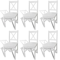 vidaXL Sillas de comedor 6 unidades madera de pino blancas