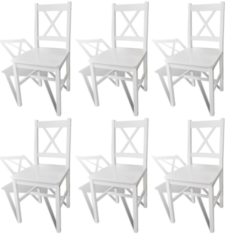 vidaXL Sillas de comedor 6 unidades madera de pino blancas vidaXL Sillas de comedor 6 unidades madera de pino blancas