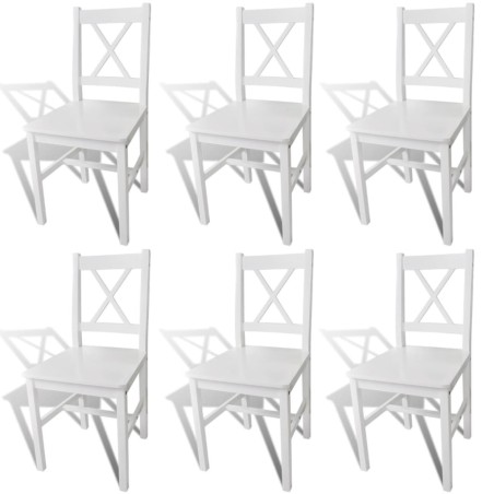 vidaXL Sillas de comedor 6 unidades madera de pino blancas