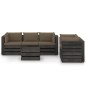 vidaXL Muebles de jardín 6 piezas con cojines madera impregnada gris vidaXL Muebles de jardín 6 piezas con cojines madera impregnada gris