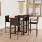 vidaXL Muebles de bar de jardín 5 pzas ratán PE reposabrazos marrón vidaXL Muebles de bar de jardín 5 pzas ratán PE reposabrazos marrón