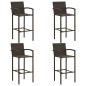 vidaXL Muebles de bar de jardín 5 pzas ratán PE reposabrazos marrón vidaXL Muebles de bar de jardín 5 pzas ratán PE reposabrazos marrón