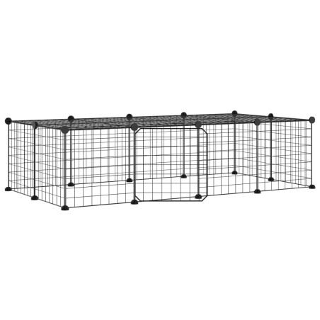 vidaXL Jaula para mascotas de 20 paneles puerta acero negro 35x35 cm