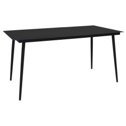 vidaXL Set de comedor de jardín 7 pzas cuerda de algodón y acero negro