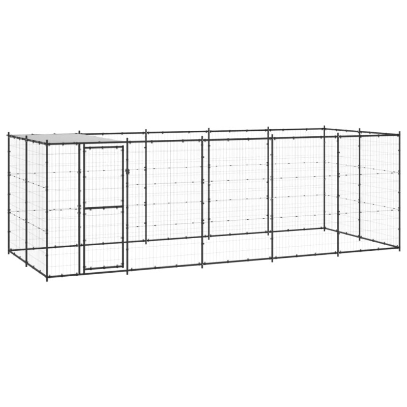 vidaXL Perrera de exterior de acero con techo 12,1 m²