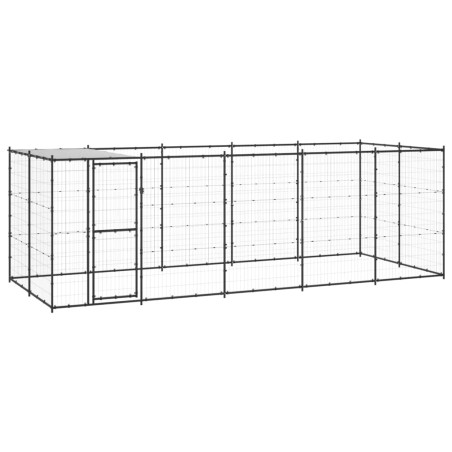 vidaXL Perrera de exterior de acero con techo 12,1 m²