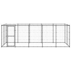 vidaXL Perrera de exterior de acero con techo 12,1 m²