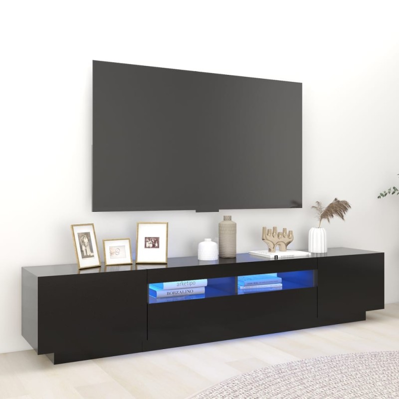 vidaXL Mueble para TV con luces LED negro 200x35x40 cm vidaXL Mueble para TV con luces LED negro 200x35x40 cm