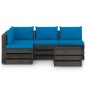 vidaXL Muebles de jardín 5 piezas con cojines madera impregnada gris vidaXL Muebles de jardín 5 piezas con cojines madera impregnada gris