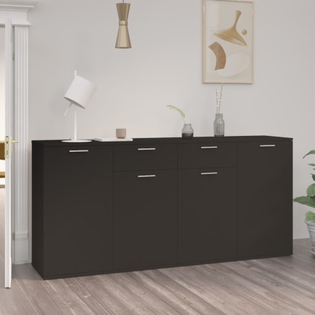 vidaXL Aparador de madera de ingeniería negro 160x36x75 cm