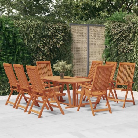 vidaXL Sillas de jardín plegables 8 uds madera maciza de eucalipto