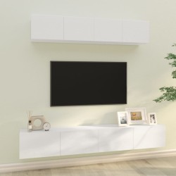 vidaXL Set de muebles de TV 4 pzas madera contrachapada blanco brillo