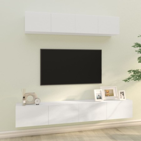 vidaXL Set de muebles de TV 4 pzas madera contrachapada blanco brillo
