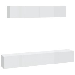 vidaXL Set de muebles de TV 4 pzas madera contrachapada blanco brillo