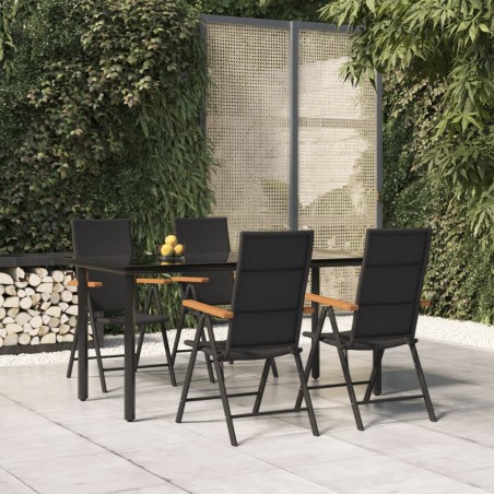vidaXL Juego comedor de jardín 5 piezas ratán sintético negro y marrón
