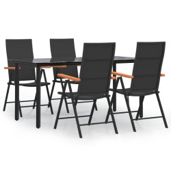 vidaXL Juego comedor de jardín 5 piezas ratán sintético negro y marrón