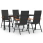 vidaXL Juego comedor de jardín 5 piezas ratán sintético negro y marrón vidaXL Juego comedor de jardín 5 piezas ratán sintético negro y marrón