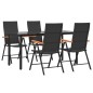vidaXL Juego comedor de jardín 5 piezas ratán sintético negro y marrón vidaXL Juego comedor de jardín 5 piezas ratán sintético negro y marrón