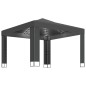 vidaXL Cenador con doble techo y tira de luces LED antracita 3x3 m
